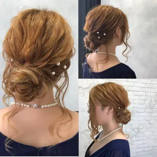 セミロング ヘアアレンジ Acchon/心斎橋 💚ダブルカラーのヘアスタイル