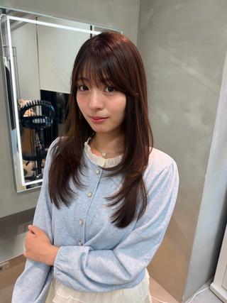 ミディアム カラー パーマ ヘアアレンジ レイヤー/縮毛矯正/ ブリーチなし吉村清志のヘアスタイル