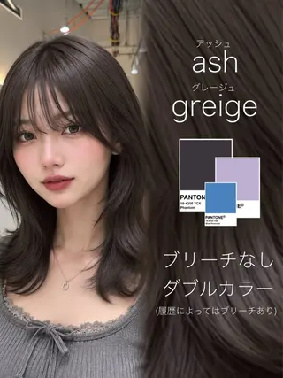 セミロング カラー ラベンダー💜オリー ブ‪💚暗髪🖤のヘアスタイル