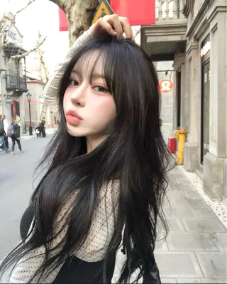 ロング カラー パーマ ヘアアレンジ メンズ キッズ 上品＆韓国風 🥀海心🥀のヘアスタイル