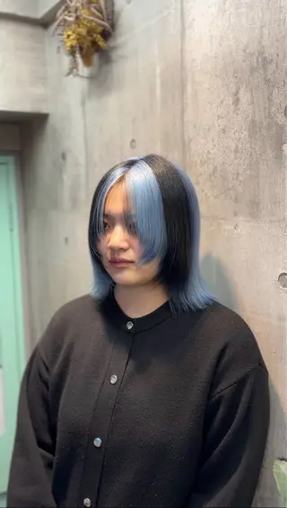 ミディアム カラー ハイトーン/メンズ/ ウルフ特化 小松のヘアスタイル