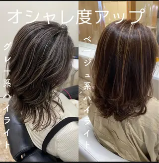 ミディアム カラー 🌿レイヤー/ブリー チ/🌿JINのヘアスタイル