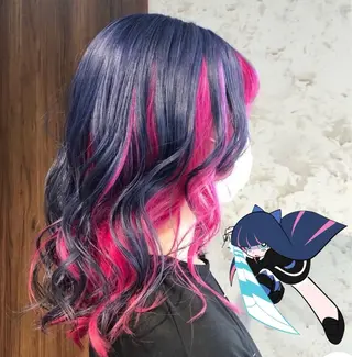セミロング カラー lore umeのヘアスタイル