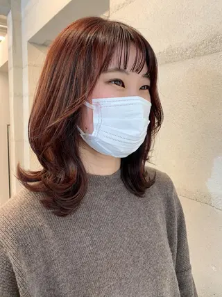ミディアム カラー 透明感カラー✂︎ /縮毛矯正/YUKAのヘアスタイル