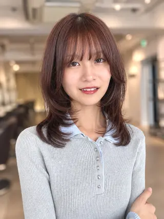 ミディアム Wカラーレイヤー🎀 透明感カラーのヘアスタイル