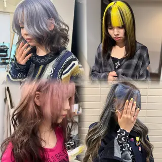 ロング カラー カナ：ホワイトカラー /ピンクカラー‎のヘアスタイル