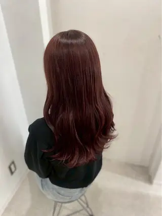 ロング カラー 韓国レイヤー透明感 艶カラー美髪縮毛矯正のヘアスタイル