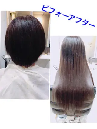セミロング カラー パーマ ヘアアレンジ 大阪レミーエクステ チビ編み込みのヘアスタイル