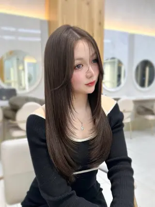 セミロング カラー 🇰🇷韓国風くびれ ヘア🇰🇷中村優大のヘアスタイル