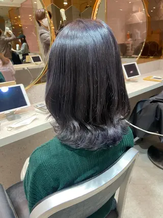 セミロング カラー 新宿/韓国ヘア 中明度カラー/かやのヘアスタイル