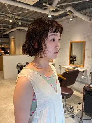 ミディアム パーマ レイヤー×初 パーマ|hinakoのヘアスタイル