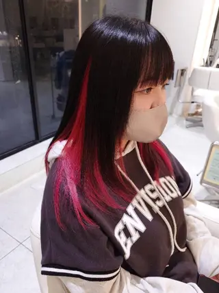 セミロング カラー ブリーチなしで透明感 カラー松内真太のヘアスタイル