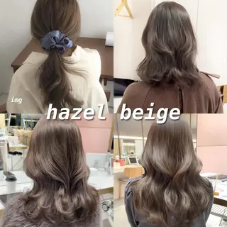 セミロング カラー ヘアアレンジ 🤎小顔レイヤー /ベージュ🤎友香のヘアスタイル
