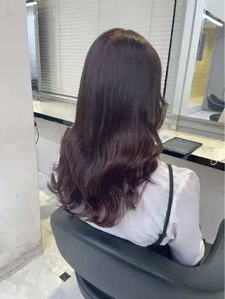 ロング カラー 韓国レイヤー透明感 艶カラー美髪縮毛矯正のヘアスタイル
