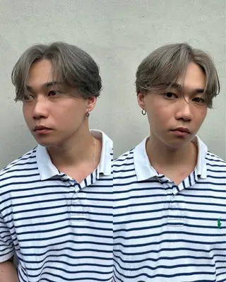 カラー メンズ 💈ニュアンスパーマ センターパート💈のヘアスタイル
