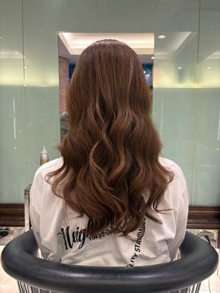 セミロング カラー パーマ 韓国っぽ水光肌カラー マンツーマン🫧なおのヘアスタイル