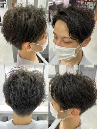 ショート カラー パーマ ヘアアレンジ メンズ 🔥メンズパーマ 特化 渡辺一翔のヘアスタイル