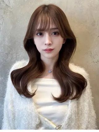 セミロング カラー 銀座/レイヤー 顔周りカット溝手優太のヘアスタイル
