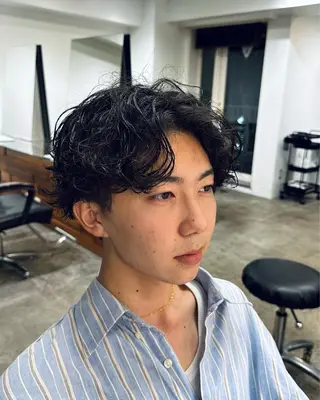 ショート パーマ メンズ 【海外風ヘア、 似合わせ】KAEDEのヘアスタイル