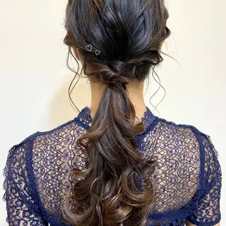 セミロング ヘアアレンジ mai 🎀 /  暖色カラー♡のヘアスタイル