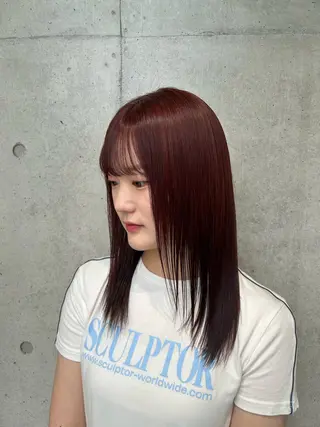 ミディアム カラー ヘアアレンジ ボブ艶モテカラー🫧 カリンのヘアスタイル