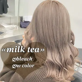 セミロング カラー NAMI🤎ブラウン &ミルクティー🤍のヘアスタイル