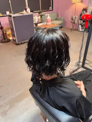 ミディアム パーマ 藤野 海翔のヘアスタイル