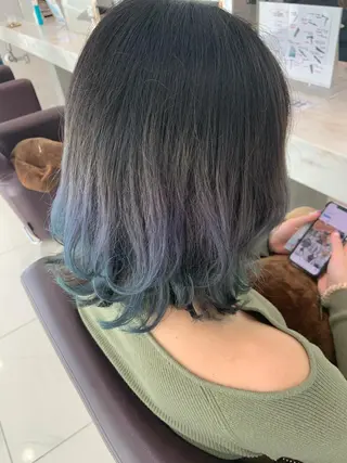 ミディアム カラー パーマ ハイトーンカラー🤍 山下 優華のヘアスタイル
