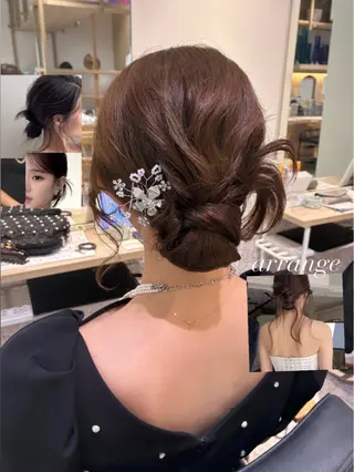 セミロング ヘアアレンジ 艶カラー&カット/ ほんだあみ (♡)のヘアスタイル