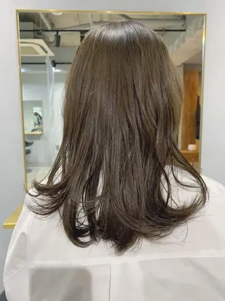 セミロング カラー ボブパーマコテ巻き風 パーマNo1深江秀平のヘアスタイル