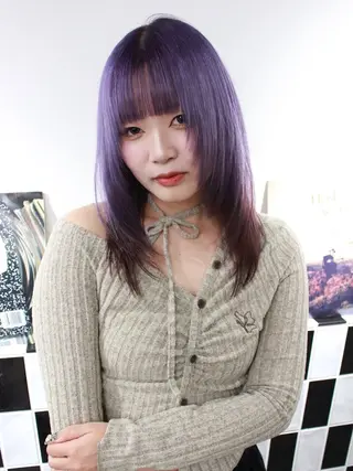 ミディアム カラー ヘアアレンジ TAKUMAブリーチ /デザインカラーのヘアスタイル