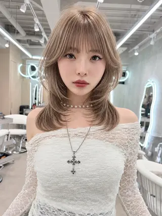 ミディアム カラー ヘアアレンジ 髪質改善/透明感 カラー/吉田光佑のヘアスタイル
