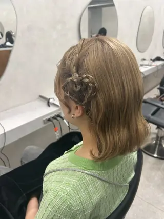 ミディアム ヘアアレンジ 🎀HARU/ボブ/ セット/赤み消し🫧のヘアスタイル