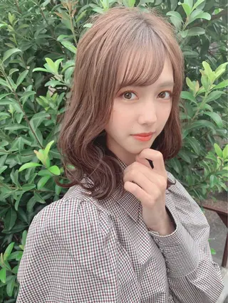 セミロング カラー パーマ ヘアアレンジ 【公式】amble luxe池袋東口🩷のヘアスタイル