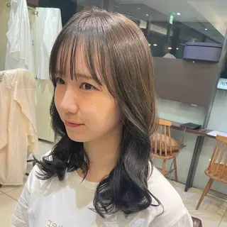 ミディアム パーマ 韓国風パーマ🌿コテ 巻き風パーマ/るいのヘアスタイル