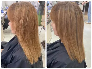セミロング あやか 白髪ぼかしハイライトのヘアスタイル