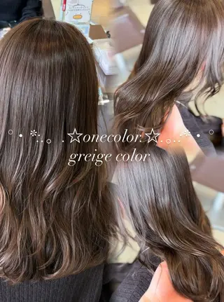 セミロング カラー 🤎韓国ヘア ベージュ まゆか🤎のヘアスタイル