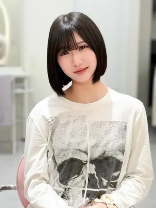ショート カラー ヘアアレンジ 縮毛矯正🤍 盛れるボブ/ひかりのヘアスタイル