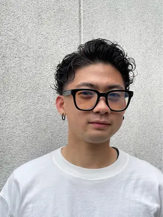 ショート パーマ メンズ 🖤JIN🖤久留米 ハイトーン 髪質改善のヘアスタイル