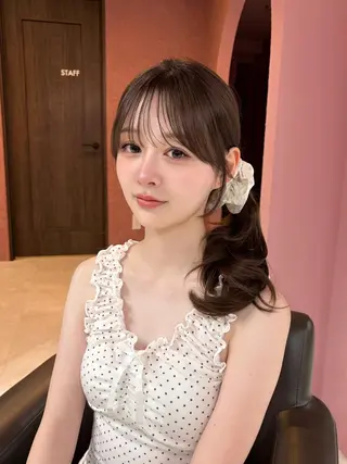 セミロング クロスパーマ/前髪 縮毛 木串楽人のヘアスタイル