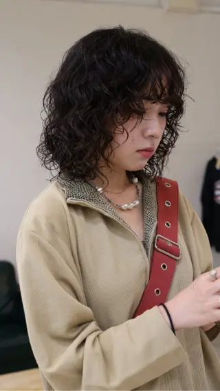 ミディアム パーマ ボブパーマ/ スズキユウナのヘアスタイル