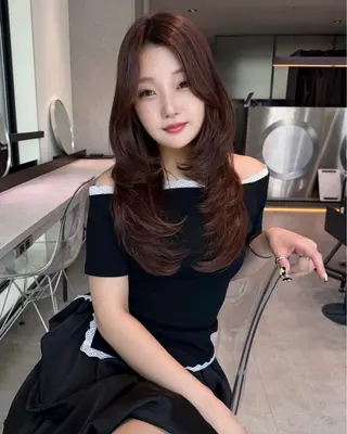 ロング カラー レイヤーカット 韓国ヘアayameのヘアスタイル