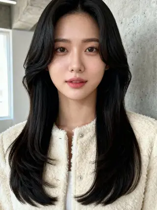 セミロング カラー 韓国レイヤーカット 🫧大阪梅田レイヤーのヘアスタイル