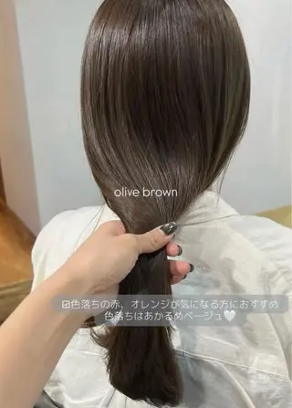 セミロング カラー akane/オリーブ /ボブパーマのヘアスタイル