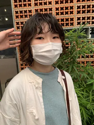 ミディアム パーマ ボブパーマコテ巻き風 パーマNo1深江秀平のヘアスタイル