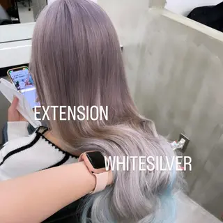 ロング カラー エクステ🩵ブリーチ 韓国ヘア🩵KAEのヘアスタイル