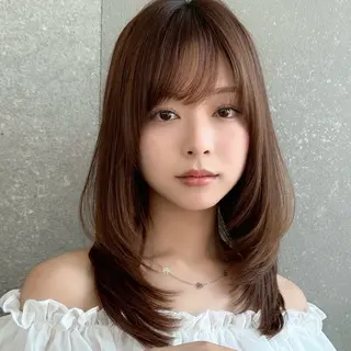 ミディアム カラー 💖ボブ/縮毛矯正 顔周りレイヤー/ユイのヘアスタイル