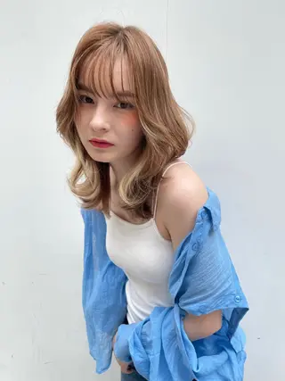 セミロング 韓国✖️網紅🖤 パーマYURIYAのヘアスタイル