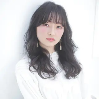 セミロング カラー パーマ 髪質改善/縮毛矯正 心斎橋/池本有宏のヘアスタイル