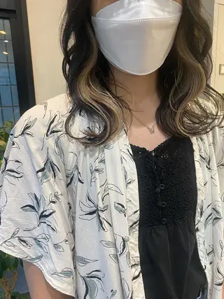 ロング カラー パーマ ヘアアレンジ メンズ アイブロウ MOE /Zina横浜2ndのヘアスタイル